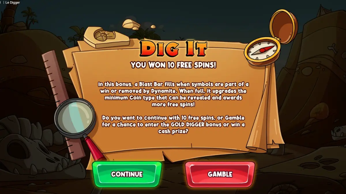 Tampilan visual slot Le Digger dengan karakter Smokey sang rakun di latar belakang gurun