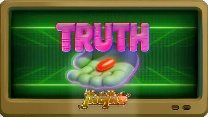 Tampilan layar permainan slot Truth dengan tema konspirasi